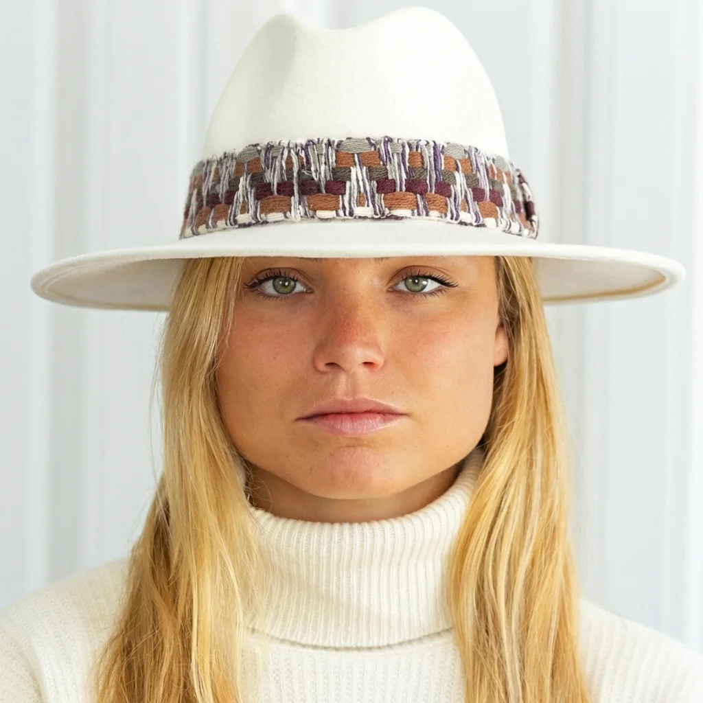 Chapeau feutre bord large GALON ETHNIC