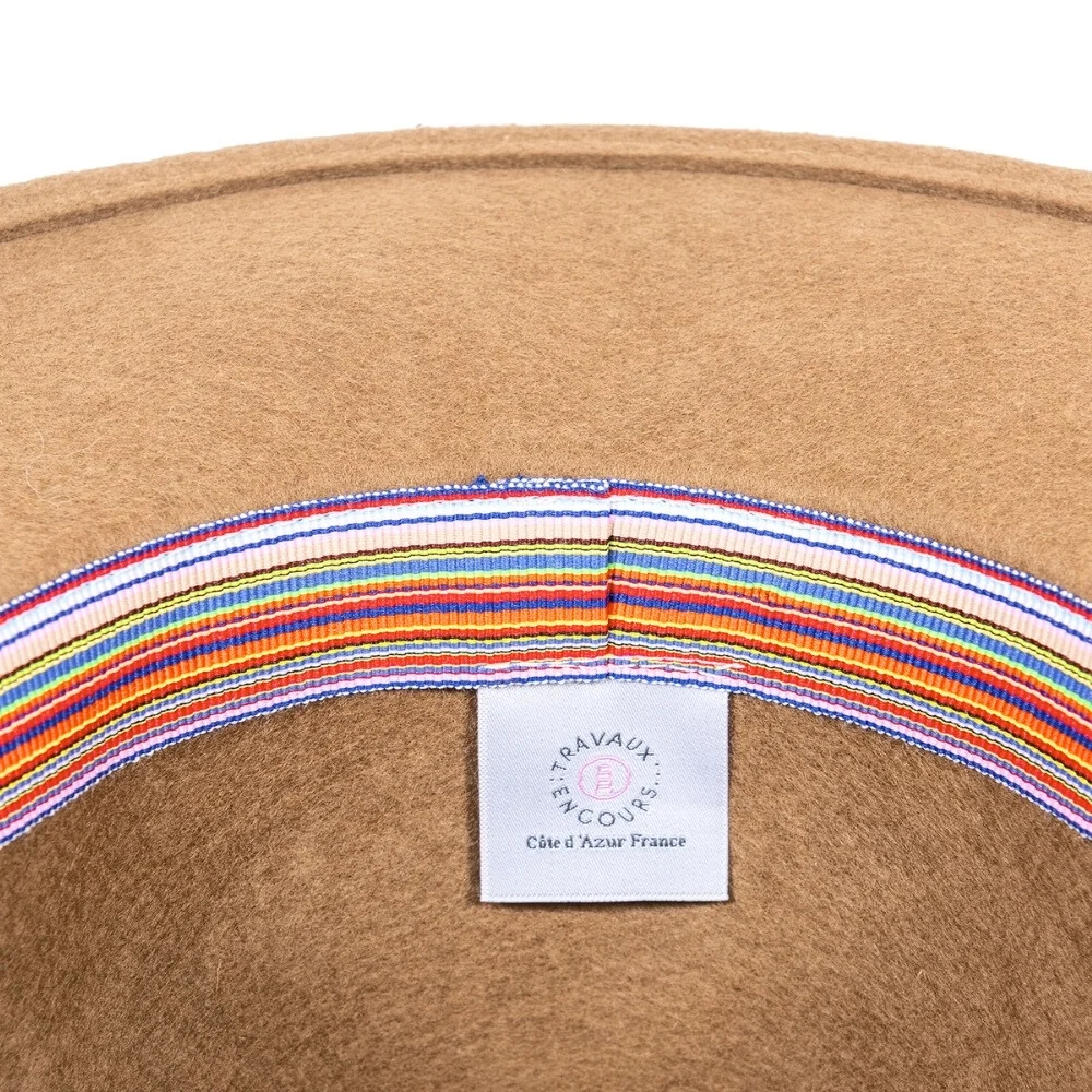 Felt fedora hat leather strop, stitched brim