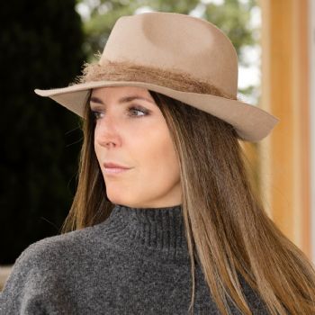 chapeau feutre, ruban mohair