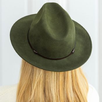 Chapeau feutre lien cuir, bord cousu