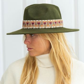 Chapeau feutre bord large GALON ETHNIC