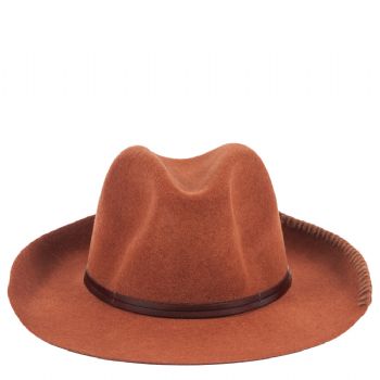 Felt fedora hat leather strop & knit