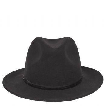 Felt fedora hat leather strop, stitched brim