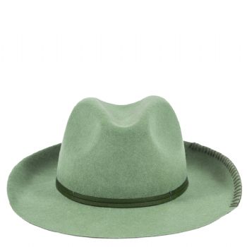 Felt fedora hat leather strop & knit