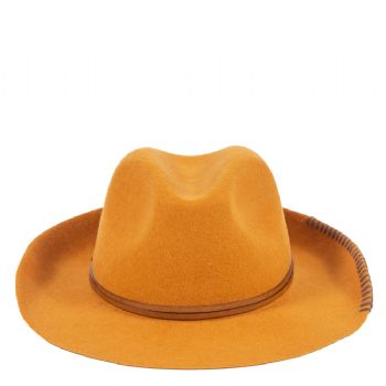 Felt fedora hat leather strop & knit