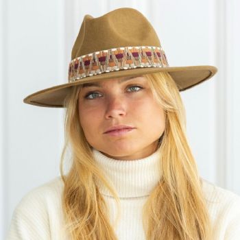 Chapeau feutre bord large GALON ETHNIC