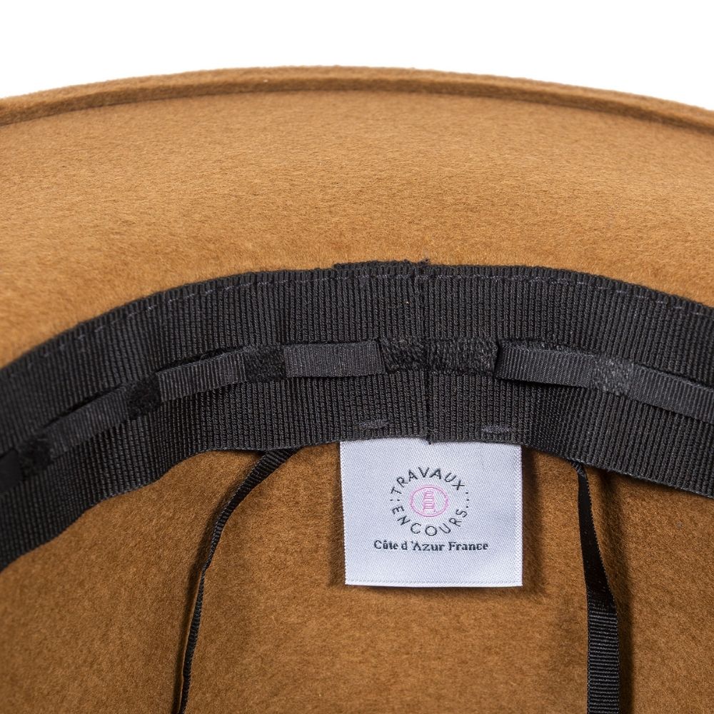 felt fedora hat wide-brimmed ethnic braid - 13186CAMEL  display picture 3